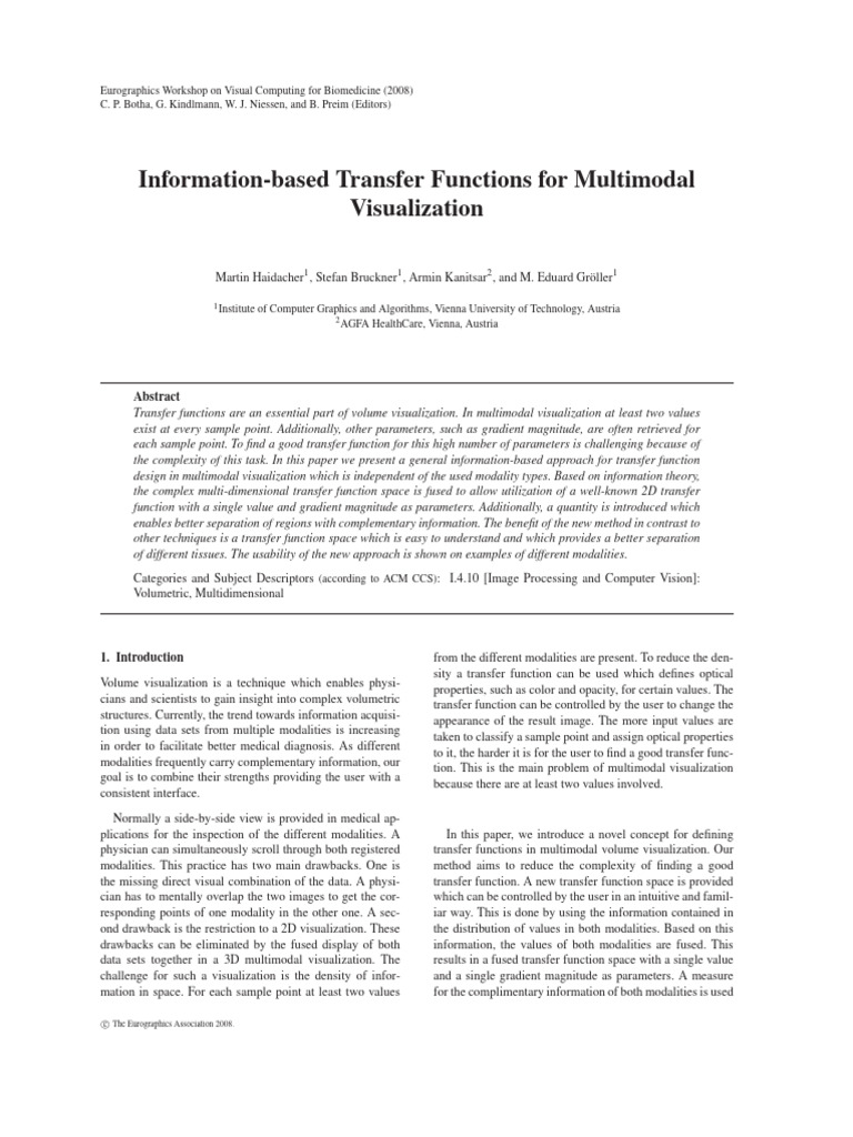 Information-Based Transfer Functions for Multimodal Visualization | PDF ...