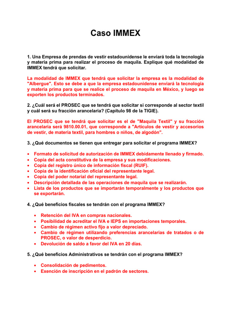 Caso IMMEX | PDF