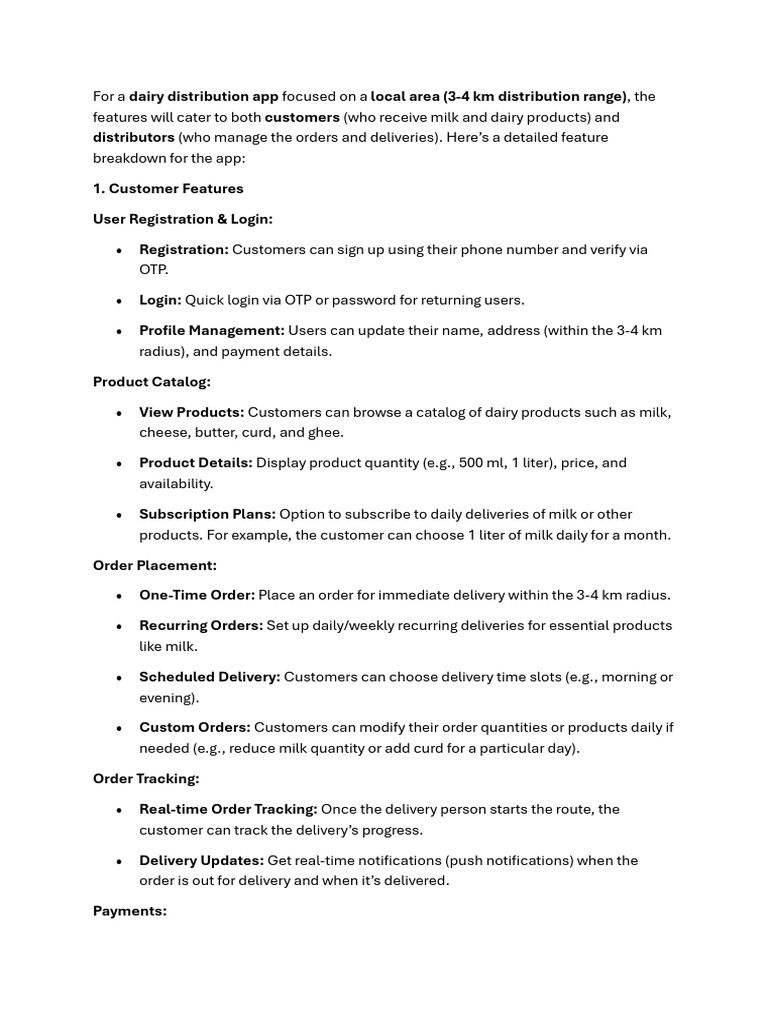 For A Dairy Distribution App Focused On A Local Area | PDF ...