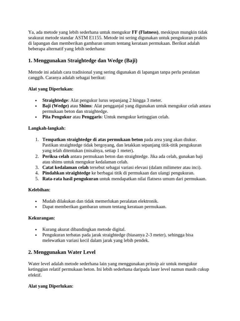 Flatness Dan Levelness | PDF