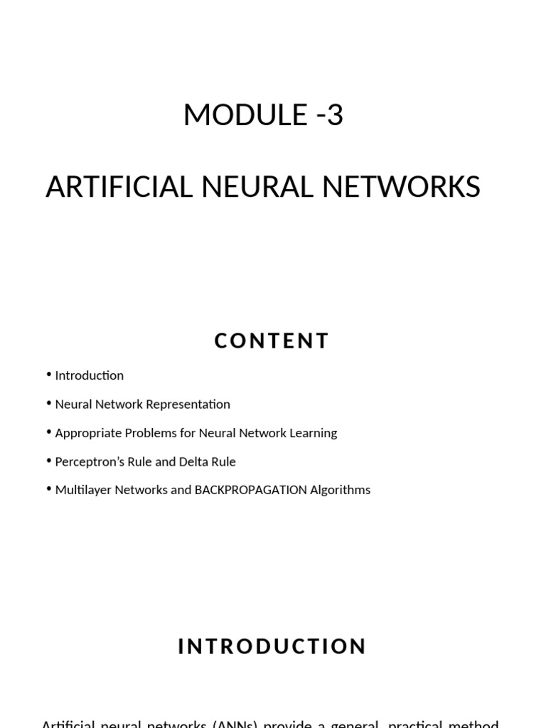Module - 3 Artificial Neural Networks | PDF