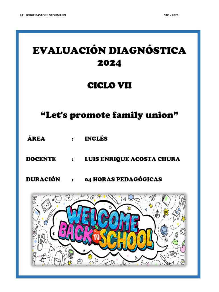 Evaluación Diagnóstica 2024 Ciclo Vii - Alumnos | PDF
