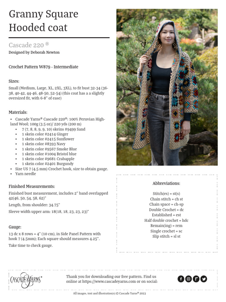 Crochet Granny Square Coat | PDF | Crochet | Teaching Methods & Materials