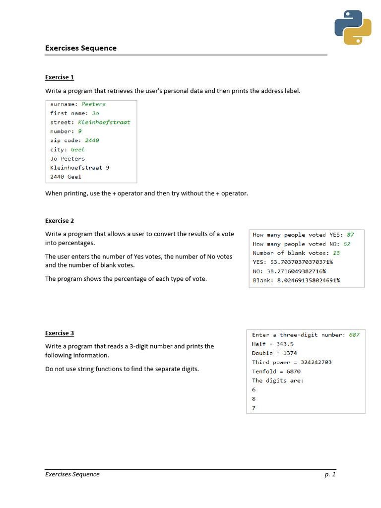1 Sequence Exercises | PDF