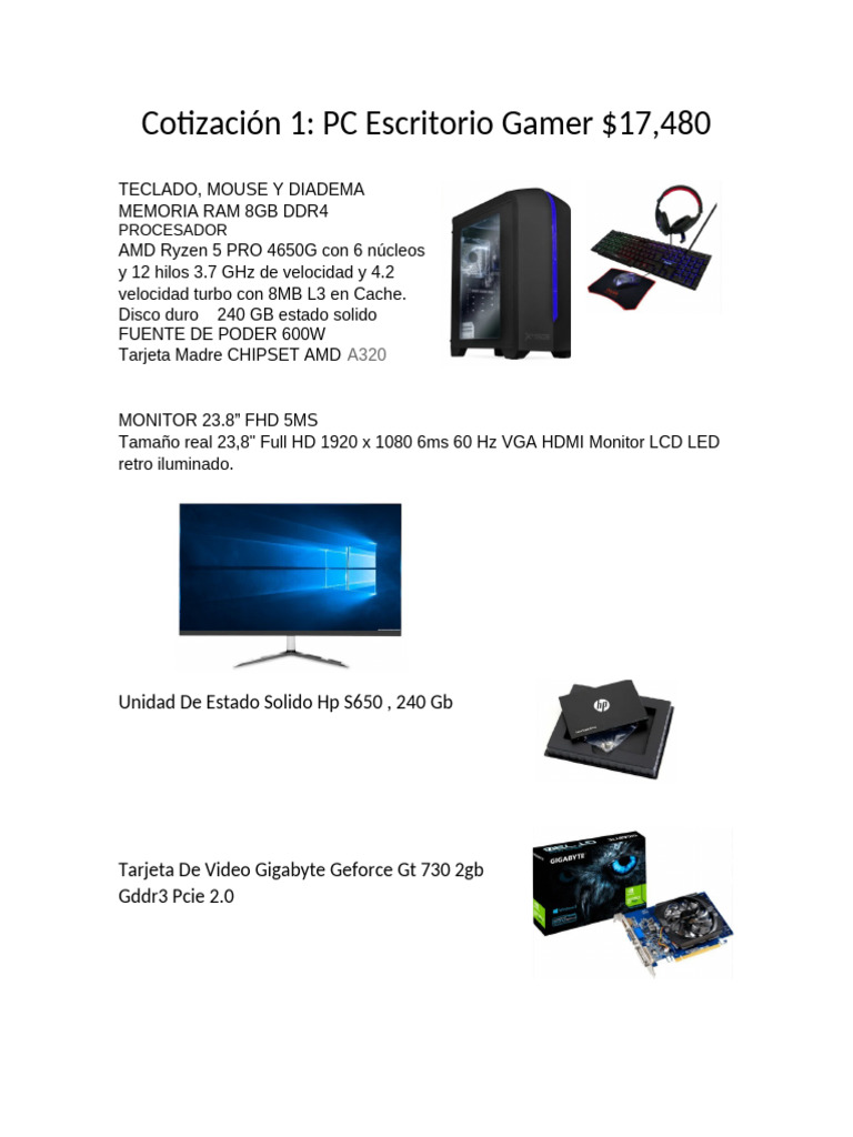 Cotización Epson PC Gamer | PDF