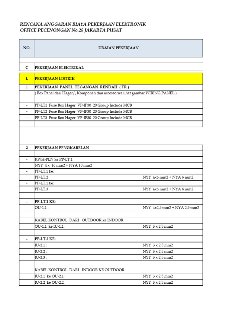 BQ MEP Elektrikal | PDF