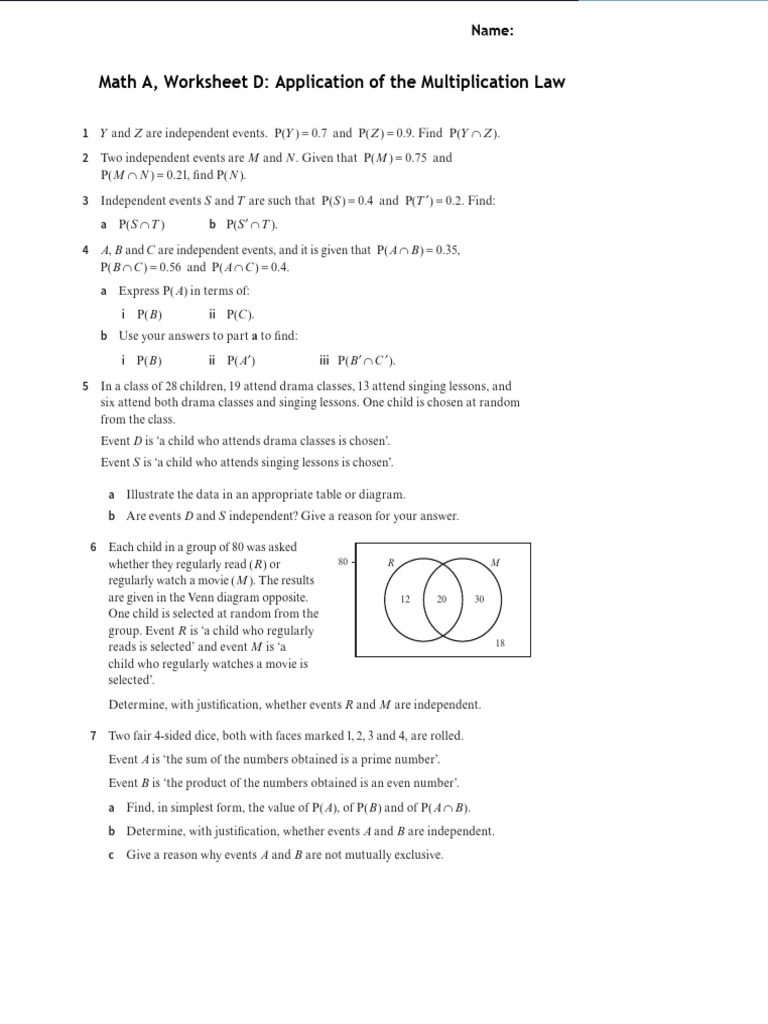 Worksheet D | PDF