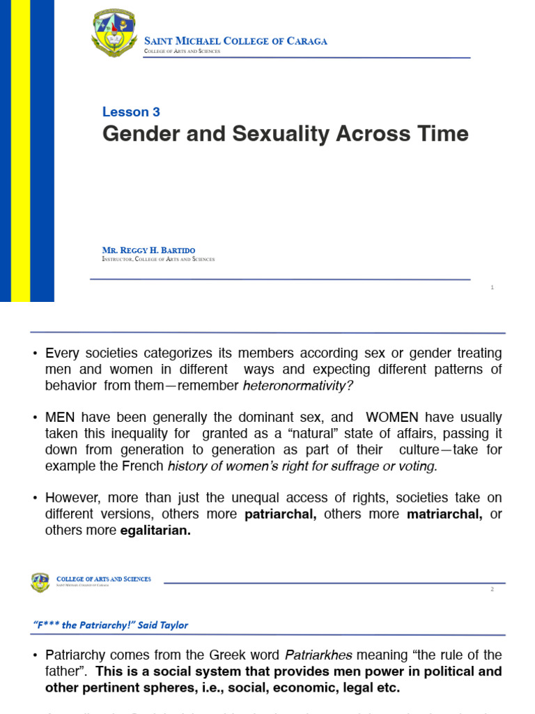 Gender and Sexuality Across Time: Lesson 3 | PDF