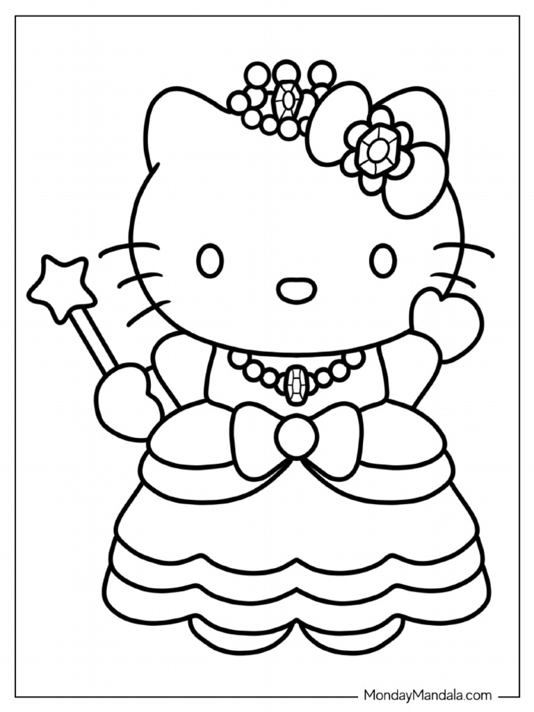 Princess Hello Kitty Coloring in For Kids | PDF