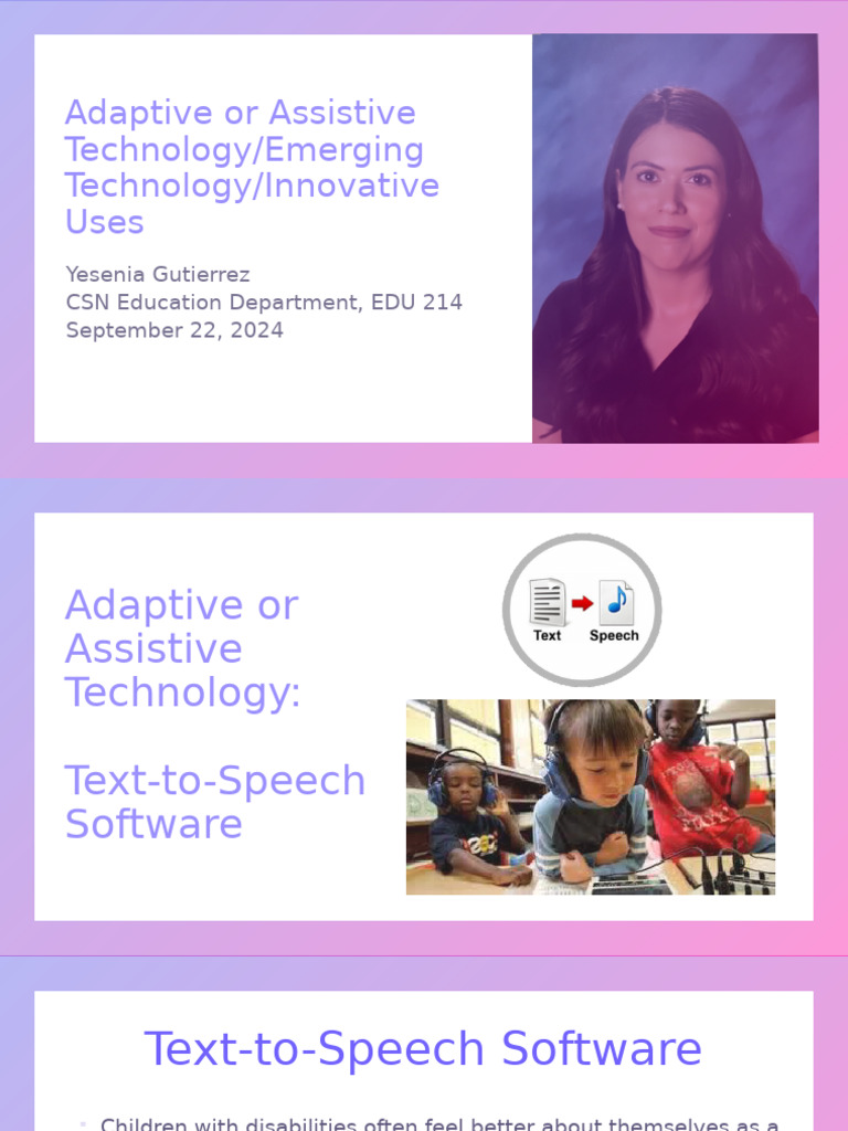 Adaptive or Assistive Technology | PDF | Virtual Reality | Speech Synthesis
