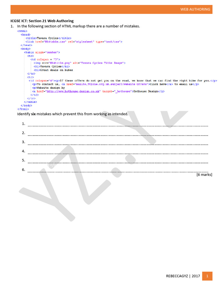 IGCSE ICT - Sec 21 HTMLB | PDF