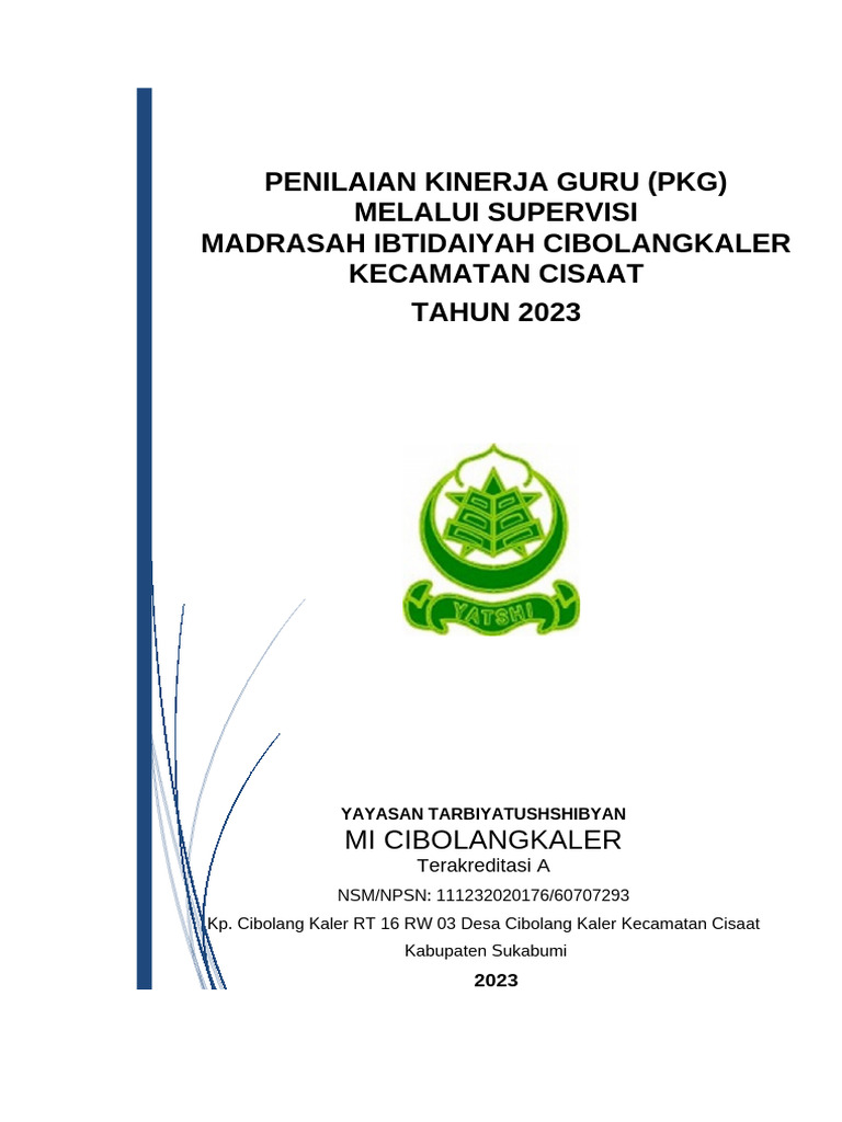 Laporan PKG Guru MI Cibolangkaler 2023 | PDF