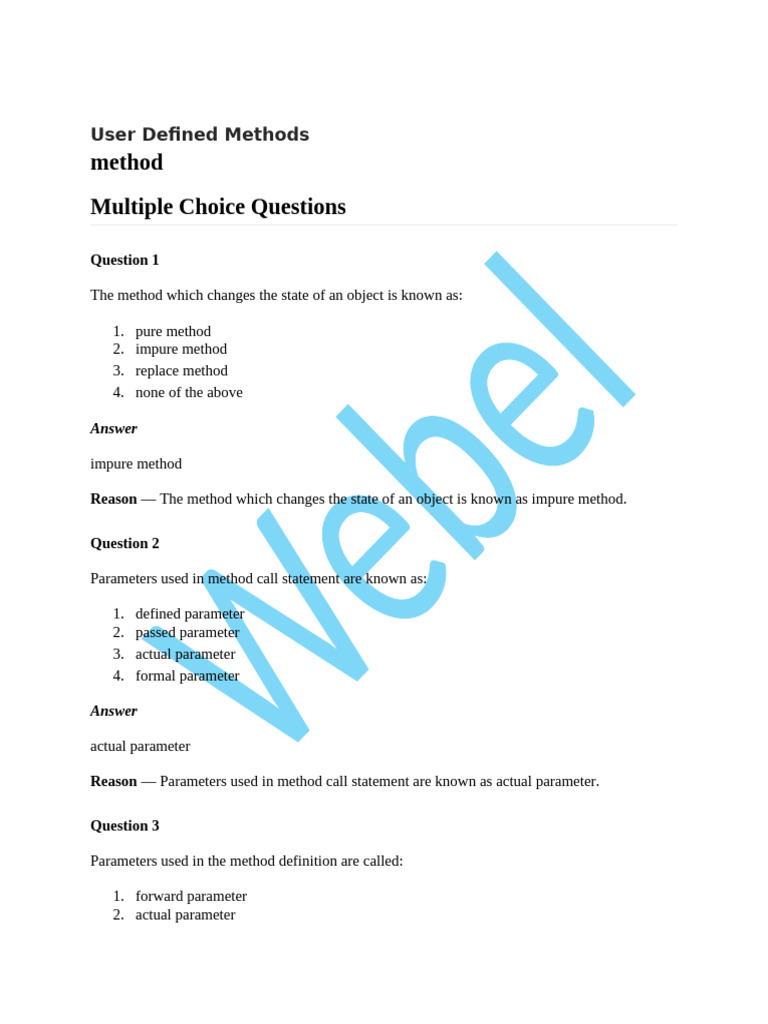 User Defined Methods | PDF
