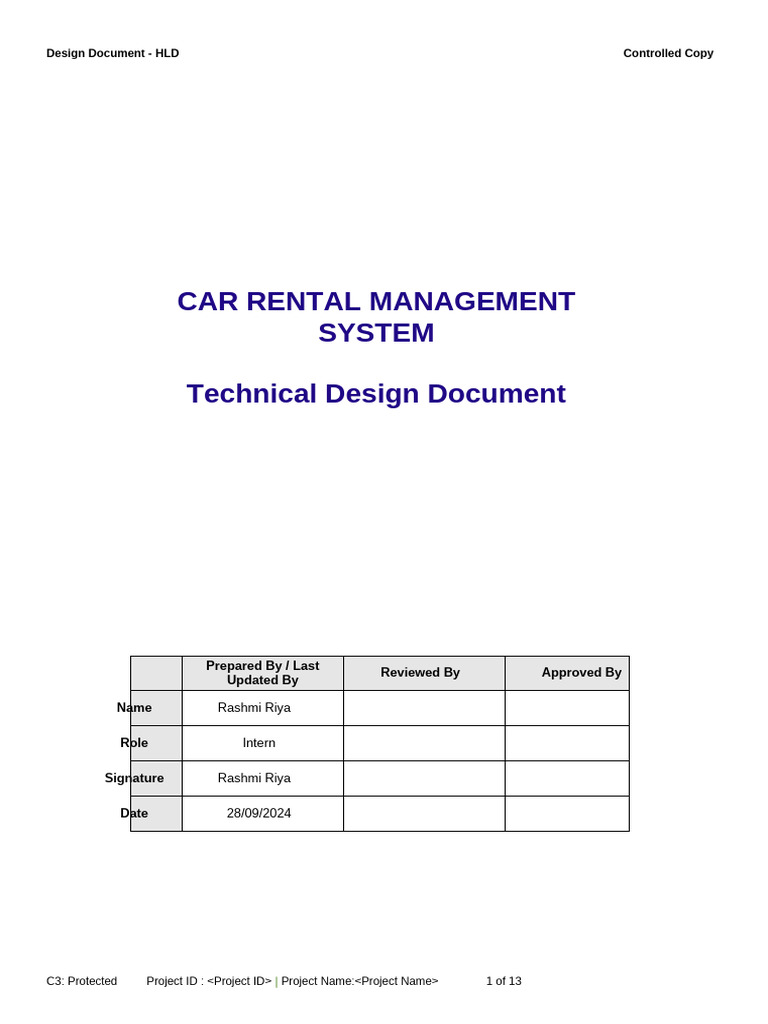 Car Rental New Report | PDF