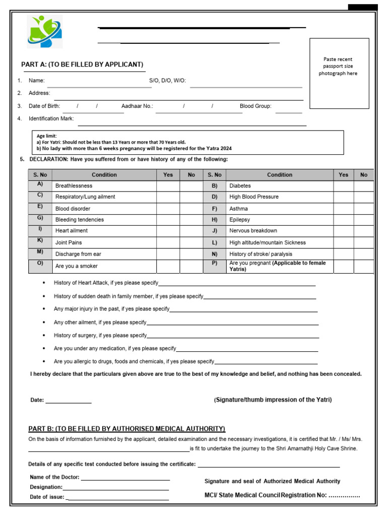 COMPALSARY Trekking Medical Certificate | PDF | Clinical Medicine ...