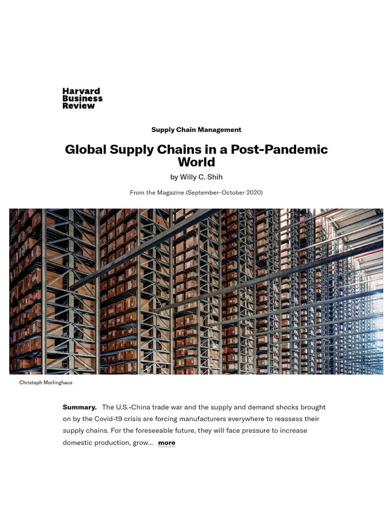 Global Supply Chains in A Post Pandemic World | PDF