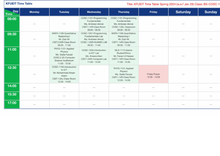 Time Table | PDF