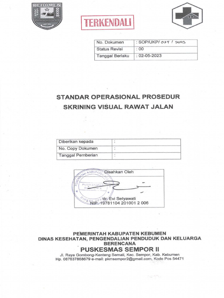 SOP Skrining Visual Rawat Jalan | PDF