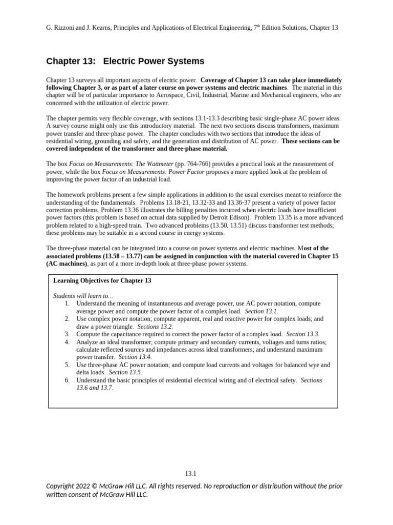 Rizzoni Principles 7e Ch13 ISM | PDF