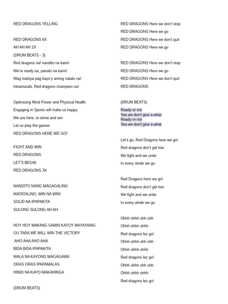 Yelling Lyrics | PDF