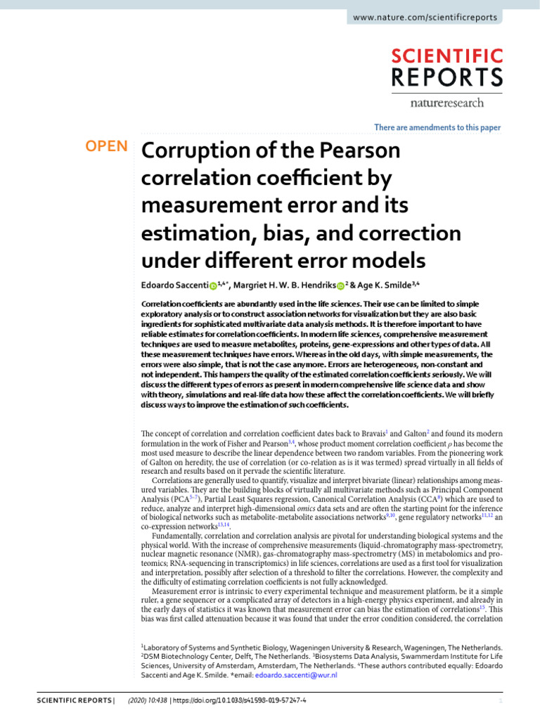 Corruption of The Pearson Correlation Coefficient | PDF