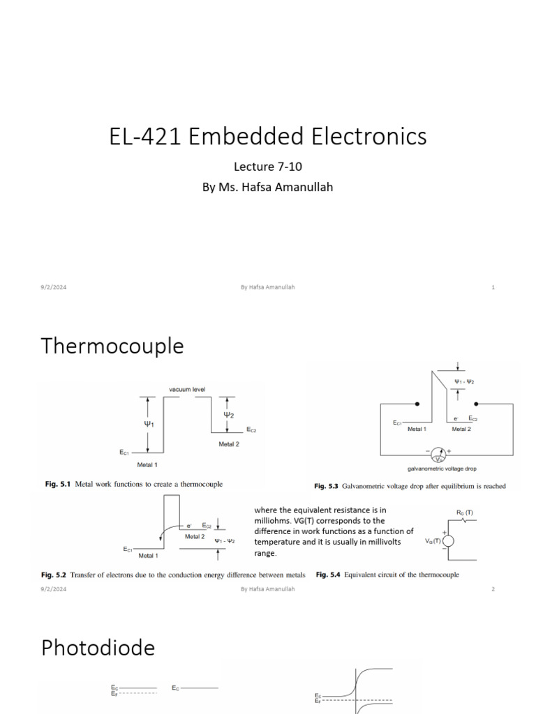EL-421 Embedded Electronics: Lecture 7-10 by Ms. Hafsa Amanullah | PDF
