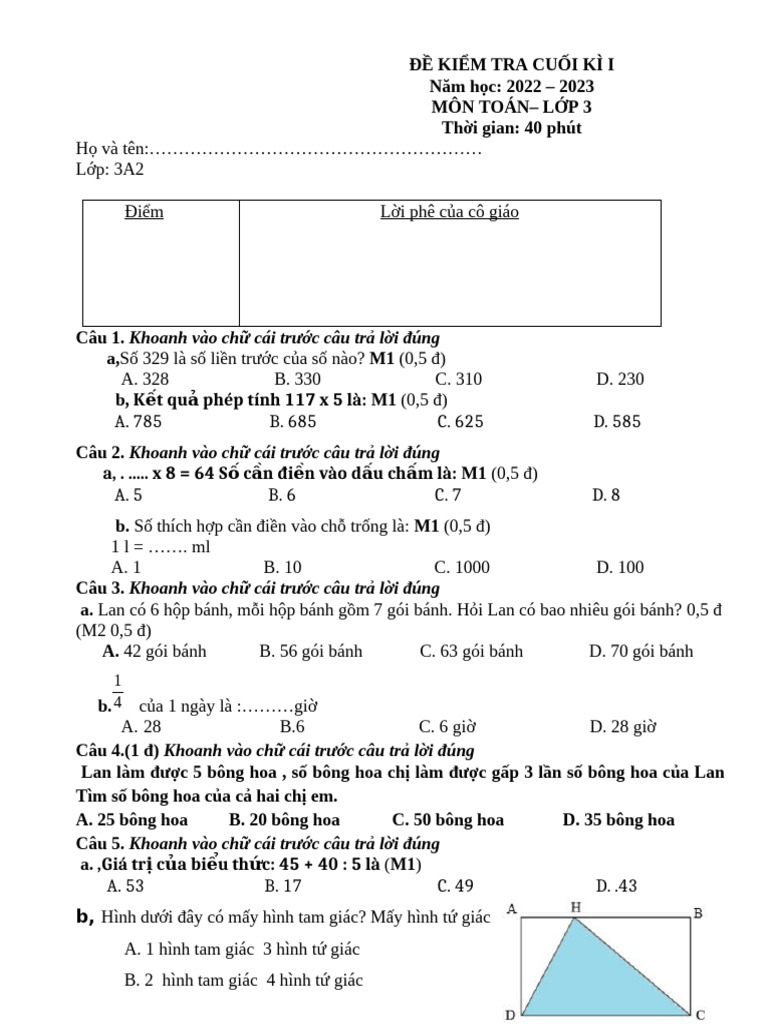 3A2 CK1 - Toán - HƯƠNG | PDF