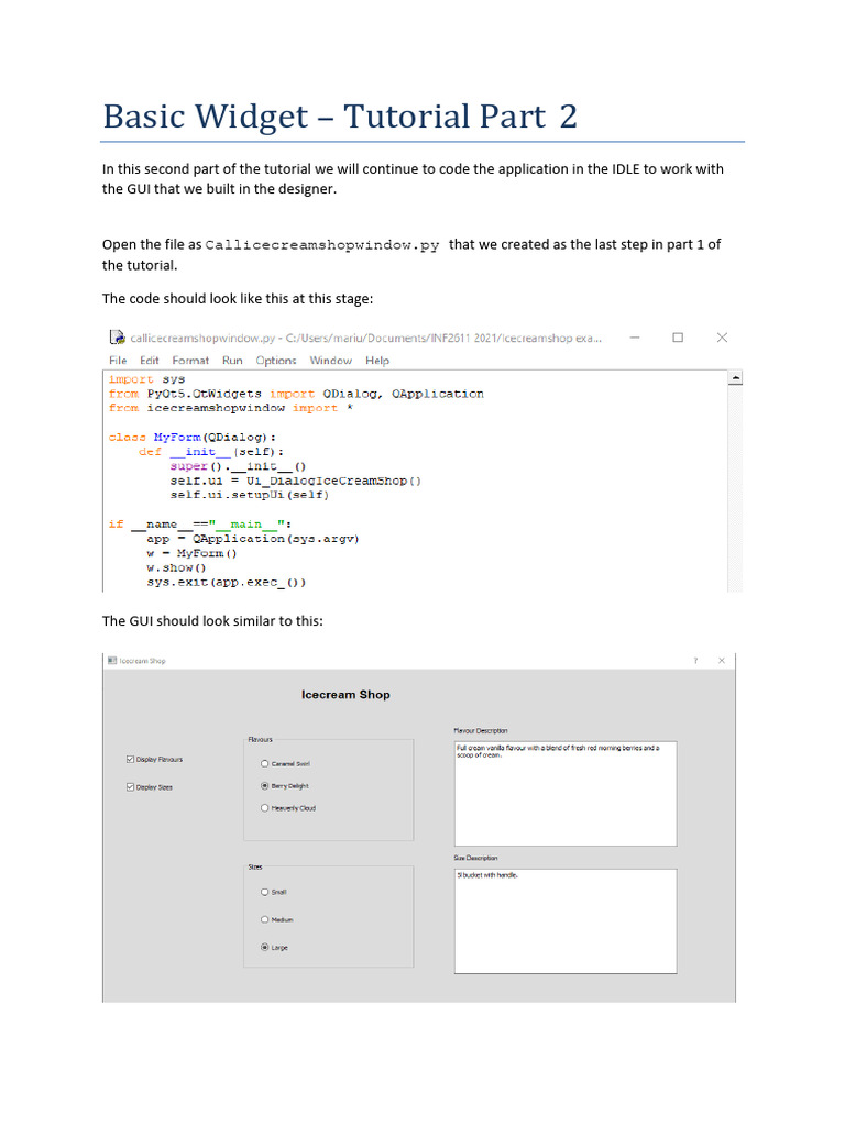 Basic Widget Example Tutorial Part 2 | PDF