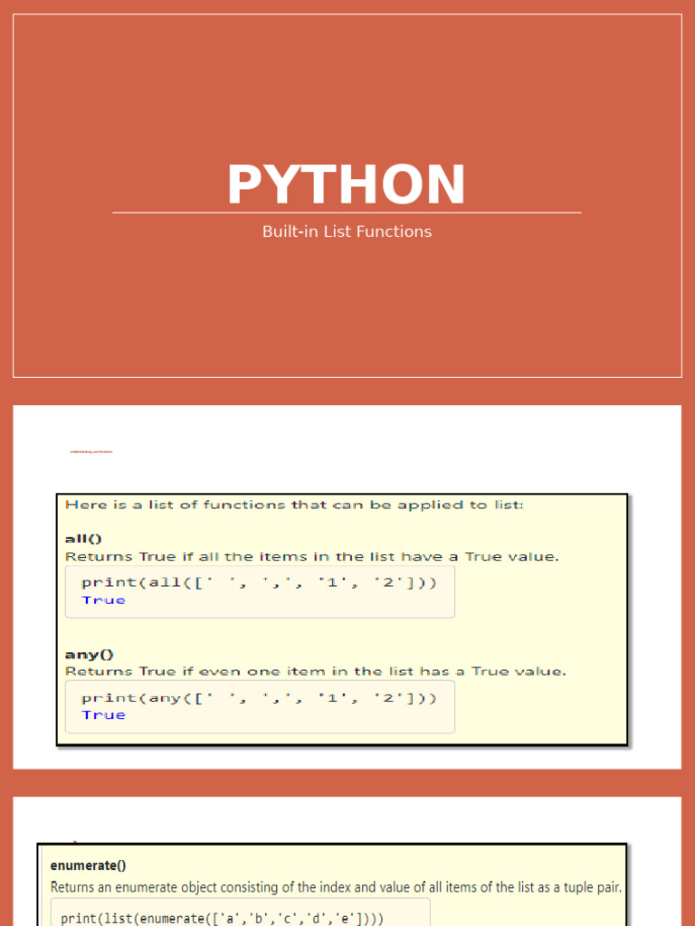 4.5 PYTHON-Built-in List Functions | PDF