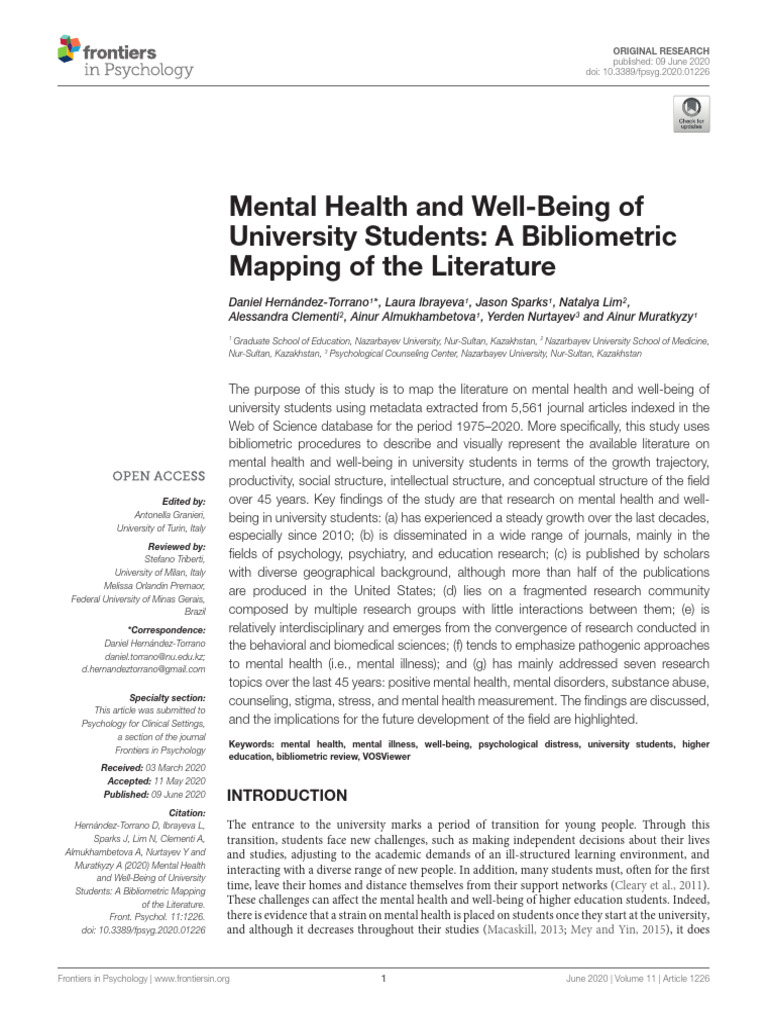 Mental Health and Well Being of Universi | PDF