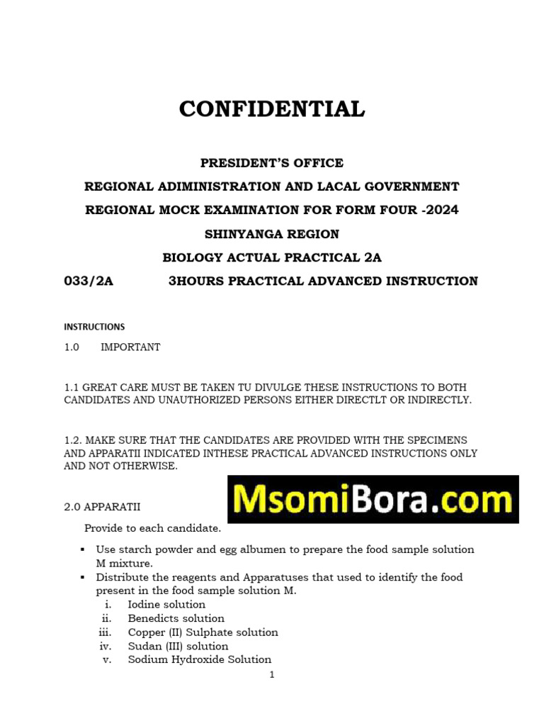 BIOLOGY - Instructions 2A, 2B, 2C | PDF