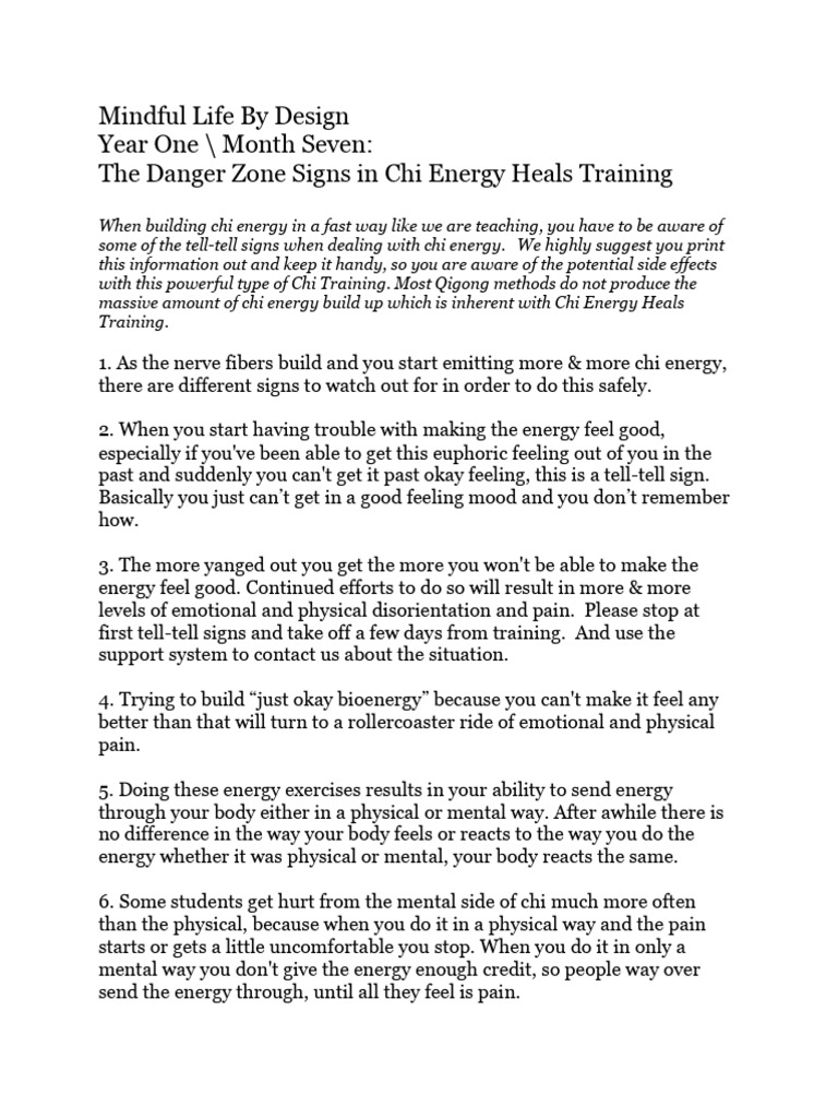 Chi Energy Training: Danger Signs | PDF | Mood (Psychology) | Mental Health