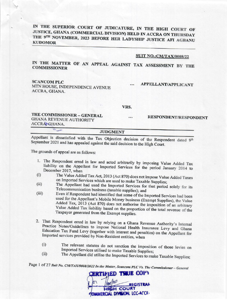 Judgment Scancom PLC Vs Gra | PDF