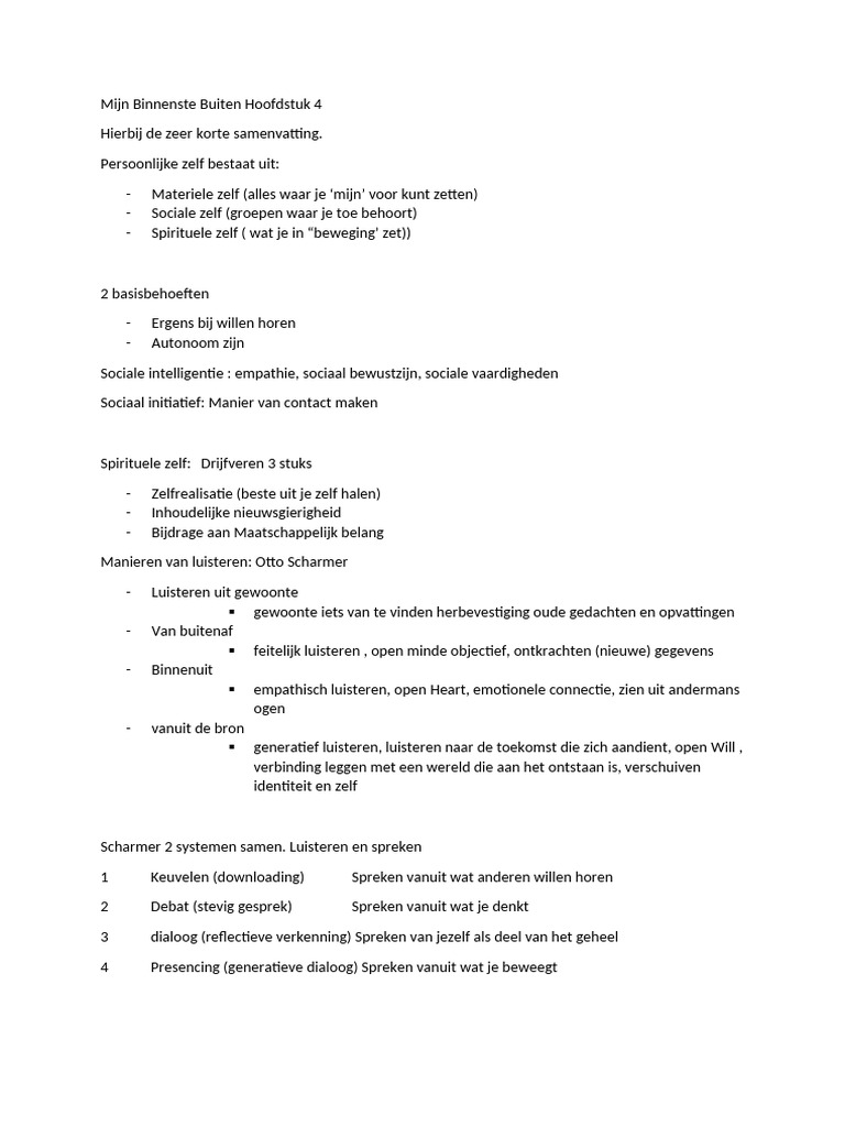 Samenvatting H 4 Mijn Binnenste Buiten | PDF