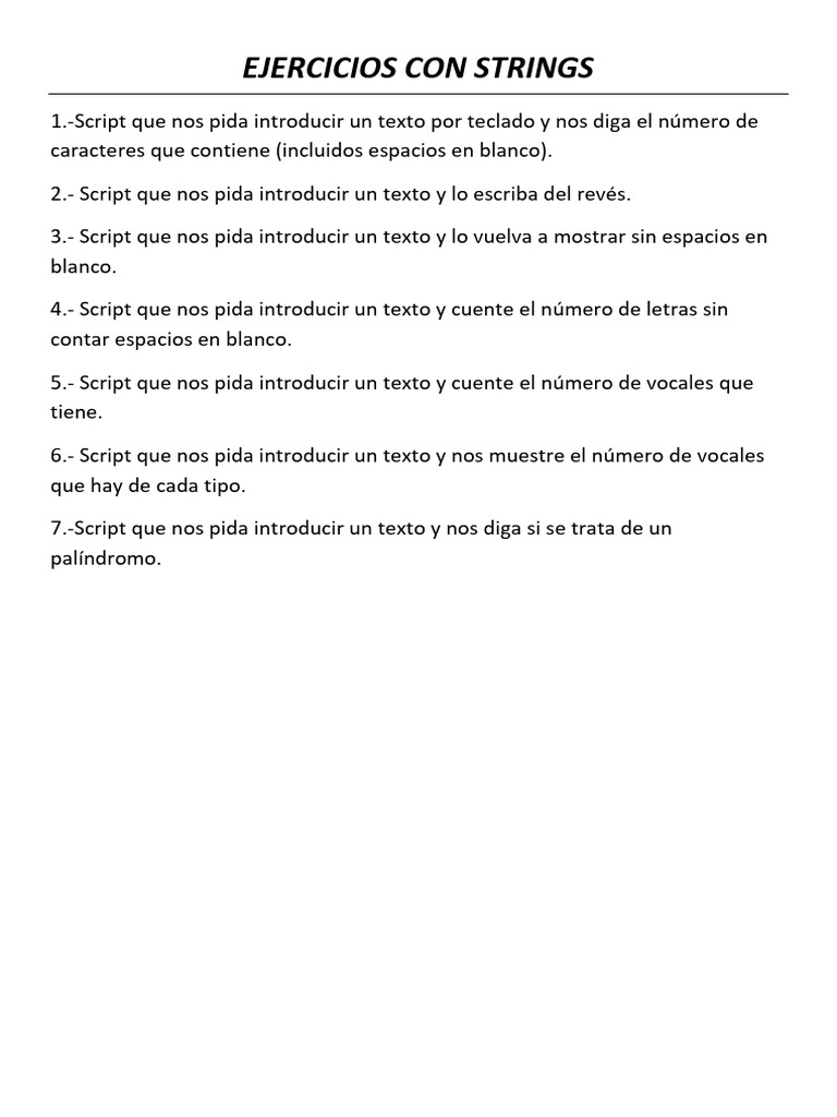 Ejercicios de Strings | PDF