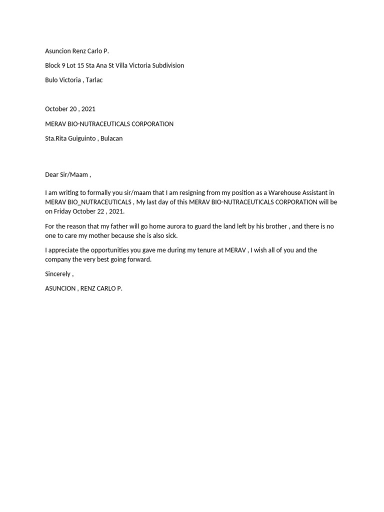 Resignation Form | PDF