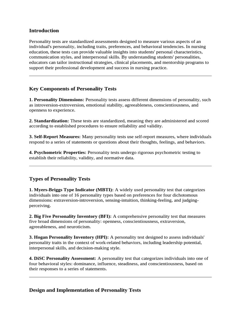 24 Personality Test | PDF