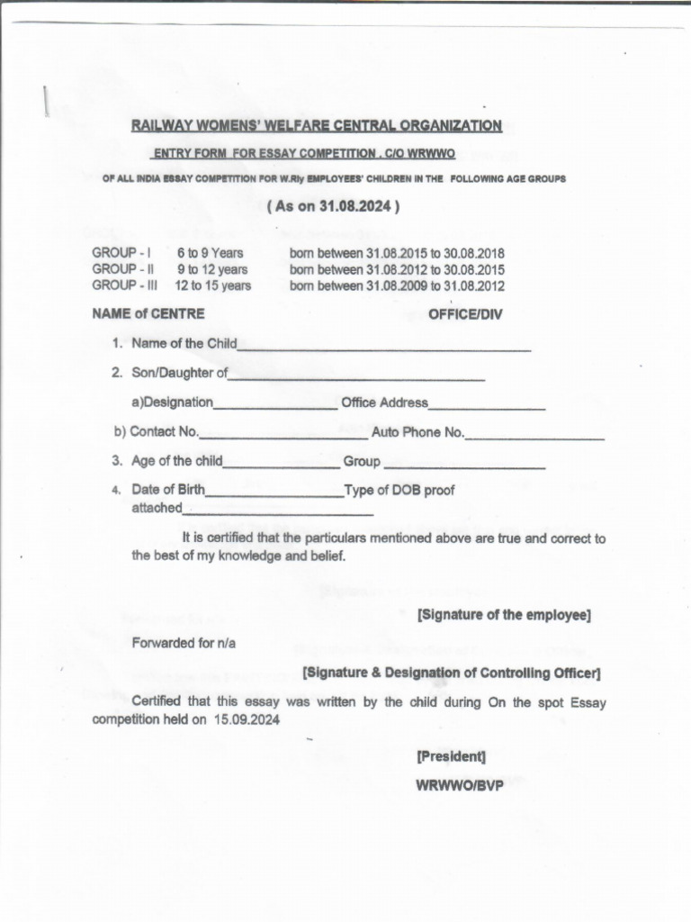 Drawing and Essay Competitions For Wards of Railway Employees | PDF