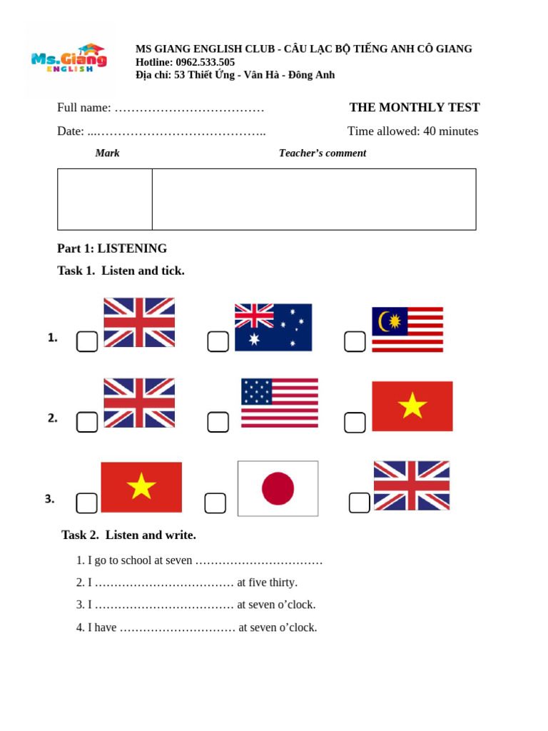 Test G4 (Unit 1&2,3) - Key | PDF