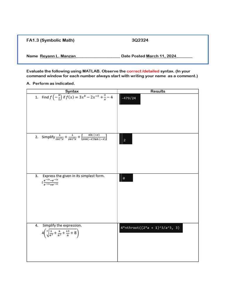 Fa1 3 (M1) | PDF