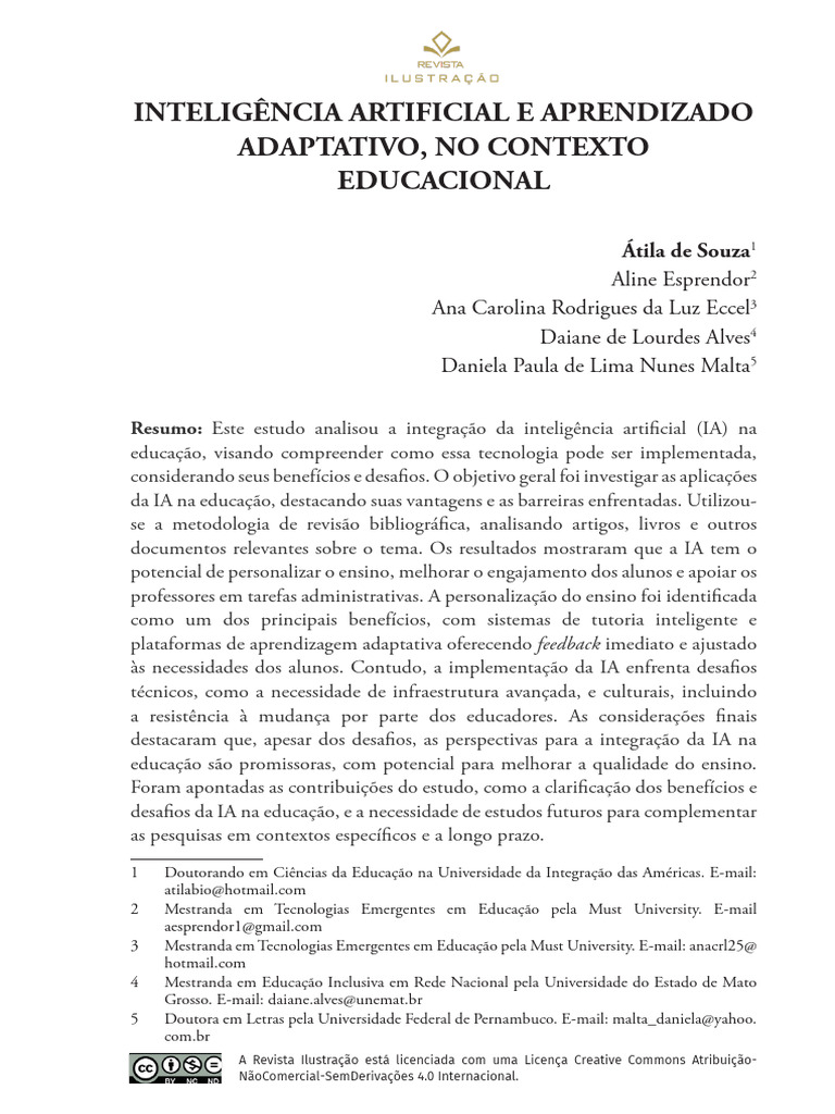 Inteligência Artificial e Aprendizado Adaptativo, No Contexto ...