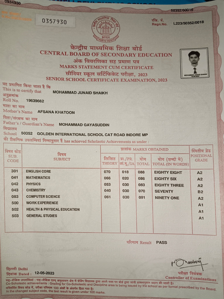 12 Marksheet | PDF