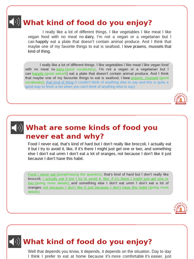 Food Model Answers | PDF