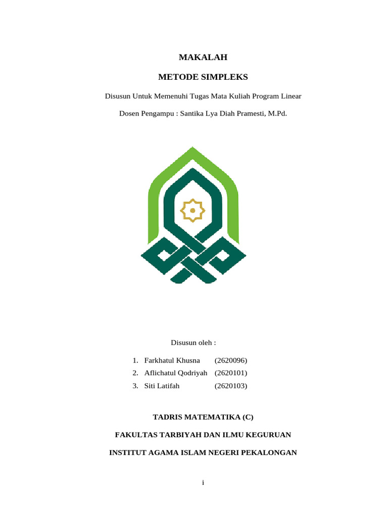 Makalah Program Linier Kel 3 1 Pdf