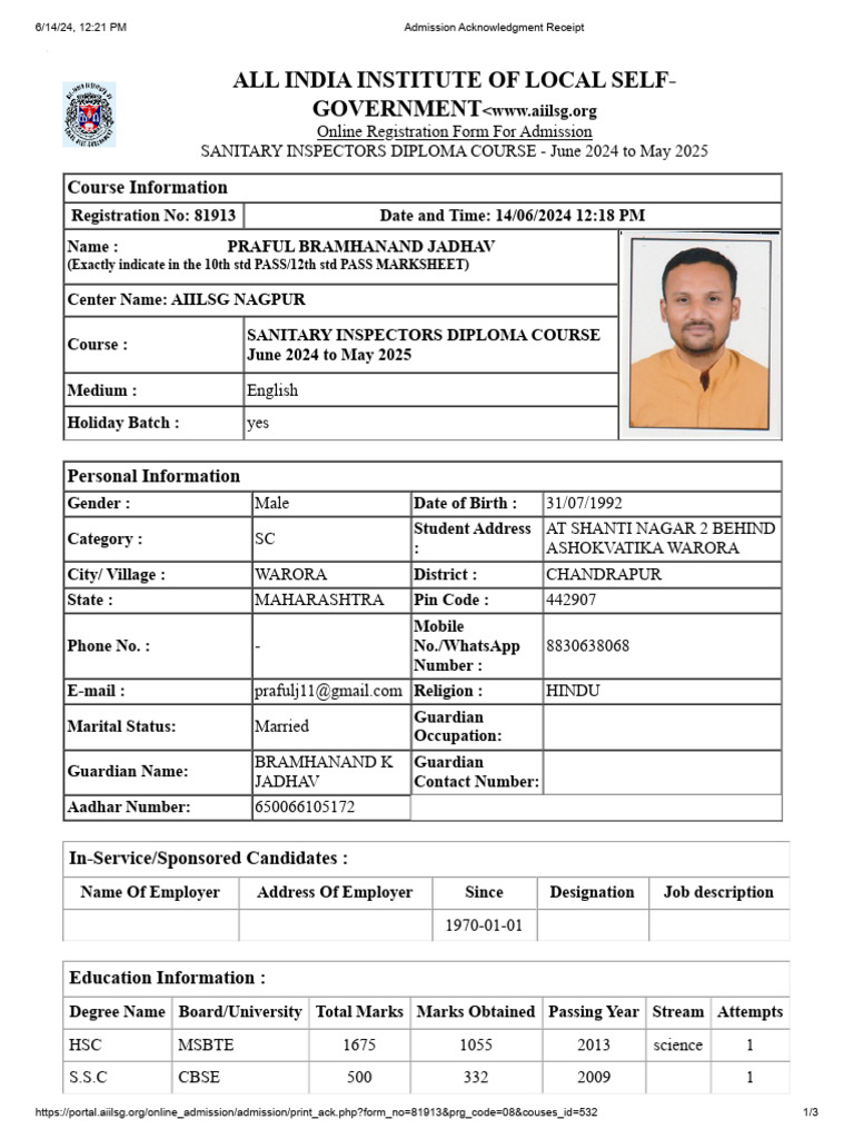 SANITARY INSPECTOR COURSE PRINT PDF