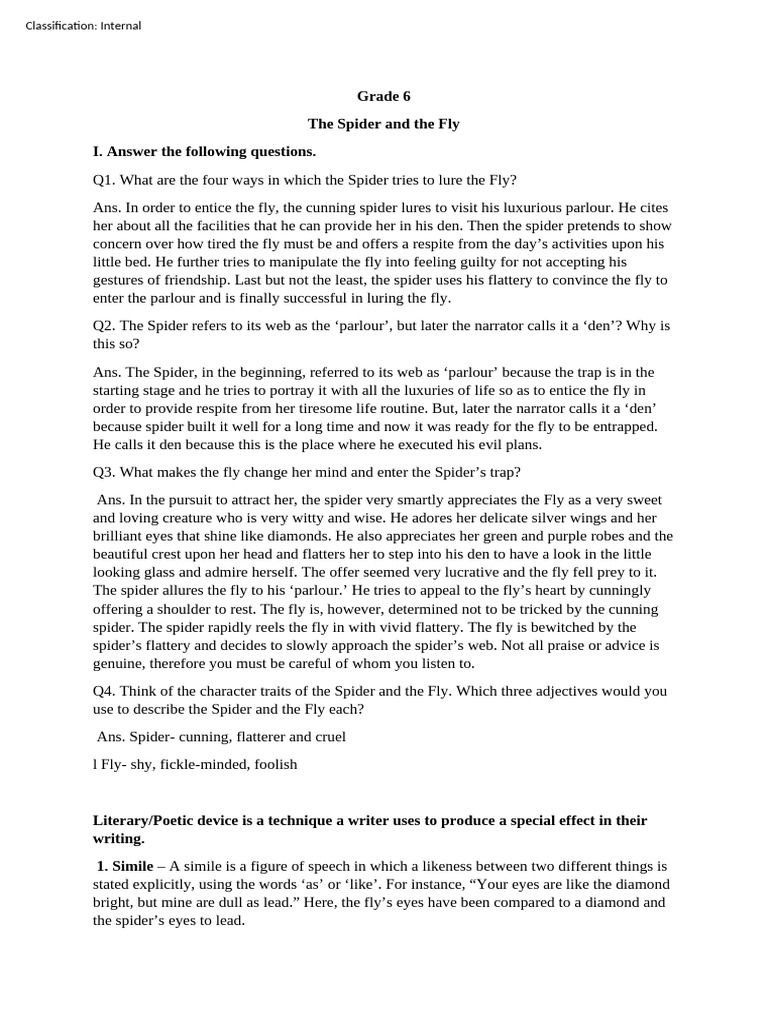 The Spider and The Fly - Notes. | PDF