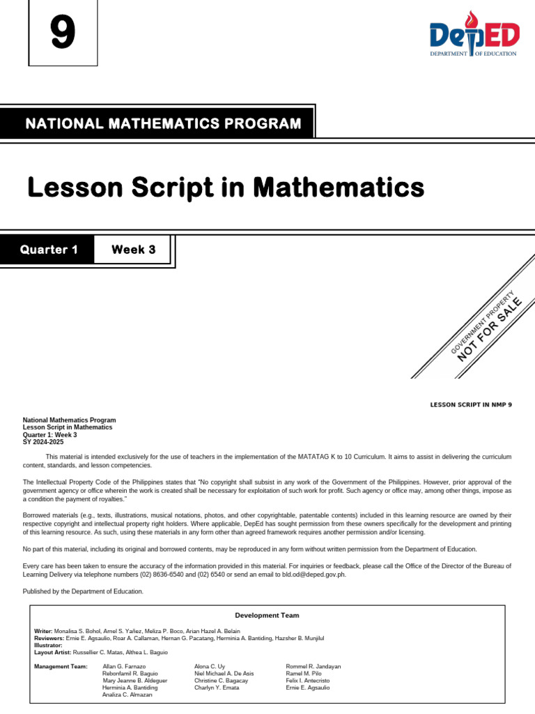 Lesson Script in Mathematics | PDF
