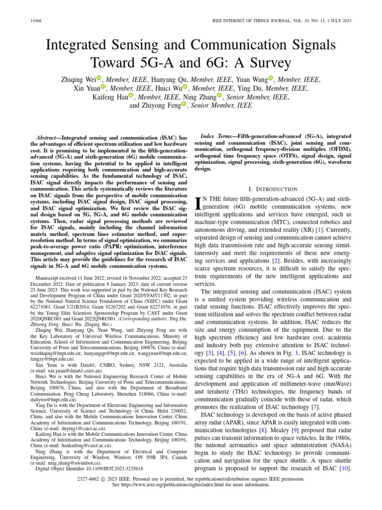 Integrated Sensing and Communication Signals Toward 5G-A and 6G A ...