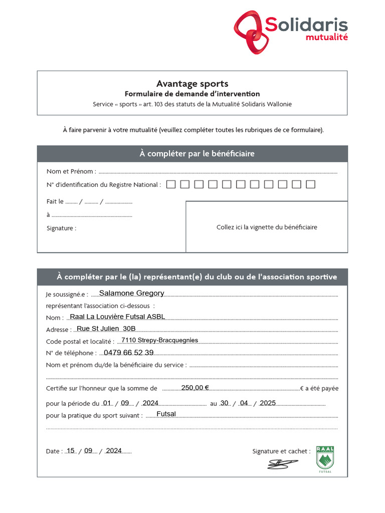 Solidaris Intervention-Sports-2024 | PDF