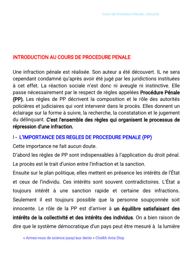 Procédure Pénale Cours | PDF